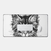 Zwart-wit kitten gezicht bureaumat (Keyboard & Muis)