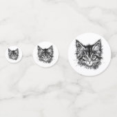 Zwart-wit kitten gezicht confetti (Voorkanten)