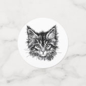 Zwart-wit kitten gezicht confetti (Kleine voorkant)