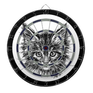 Zwart-wit kitten gezicht dartbord