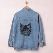 Zwart-wit kitten gezicht denim jacket (Hangar)
