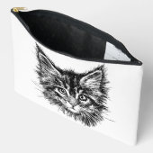 Zwart-wit kitten gezicht etui (Open)