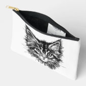 Zwart-wit kitten gezicht etui (Open)