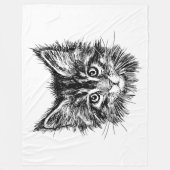 Zwart-wit kitten gezicht fleece deken (Voorkant)