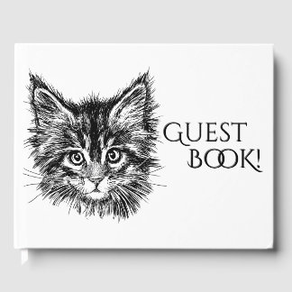Zwart-wit kitten gezicht gastenboek