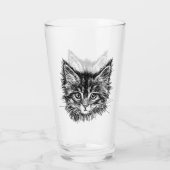 Zwart-wit kitten gezicht glas (Achterkant)