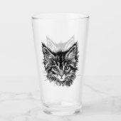 Zwart-wit kitten gezicht glas (Voorkant)