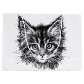 Zwart-wit kitten gezicht groot cadeauzakje (Achterkant)