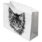 Zwart-wit kitten gezicht groot cadeauzakje (Achterkant Gekanteld)