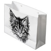 Zwart-wit kitten gezicht groot cadeauzakje (Voorkant Gekanteld)