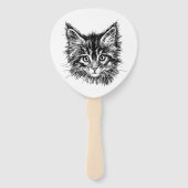 Zwart-wit kitten gezicht handwaaier (Achterkant)