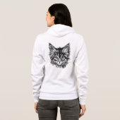 Zwart-wit kitten gezicht hoodie (Achterkant volledig)