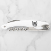 Zwart-wit kitten gezicht kurkentrekker (Achterkant)