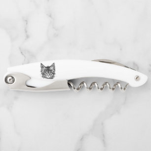Zwart-wit kitten gezicht kurkentrekker