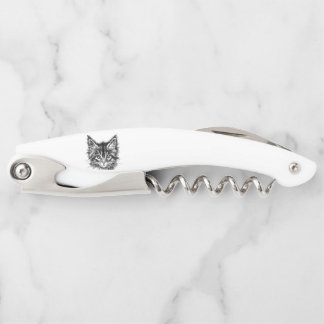 Zwart-wit kitten gezicht kurkentrekker