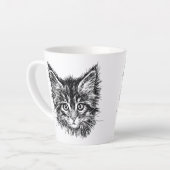 Zwart-wit kitten gezicht latte mok (Linkerhoek)