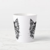 Zwart-wit kitten gezicht latte mok (Voorkant)