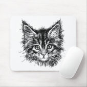 Zwart-wit kitten gezicht muismat (Met muis)