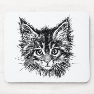 Zwart-wit kitten gezicht muismat