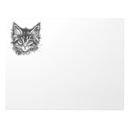 Zwart-wit kitten gezicht notitieblok (Voorkant)