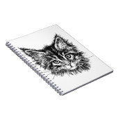 Zwart-wit kitten gezicht notitieboek (Rechterzijde)