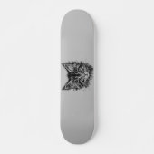 Zwart-wit kitten gezicht op grijs persoonlijk skateboard (Voorkant)