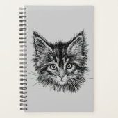 Zwart-wit kitten gezicht op grijs planner (Voorkant)