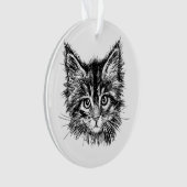 Zwart-wit kitten gezicht ornament (voorkant)