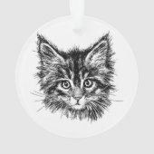 Zwart-wit kitten gezicht ornament (achterkant)