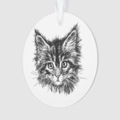 Zwart-wit kitten gezicht ornament (voorkant)