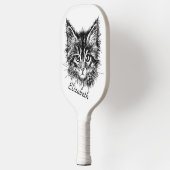 Zwart-wit kitten gezicht persoonlijk pickleball paddle (Links)