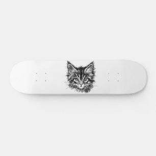 Zwart-wit kitten gezicht persoonlijk skateboard