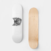 Zwart-wit kitten gezicht persoonlijk skateboard (Voorkant)