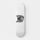 Zwart-wit kitten gezicht persoonlijk skateboard (Voorkant)