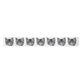 Zwart-wit kitten gezicht satijnen lint (Voorkant)
