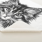 Zwart-wit kitten gezicht sherpa deken (3/4)