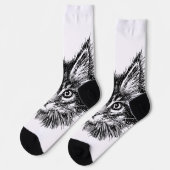 Zwart-wit kitten gezicht sokken (Links)
