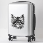 Zwart-wit kitten gezicht sticker (Koffer)