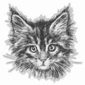 Zwart-wit kitten gezicht sticker (Voorkant)