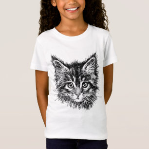 Zwart-wit kitten gezicht t-shirt