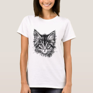 Zwart-wit kitten gezicht t-shirt
