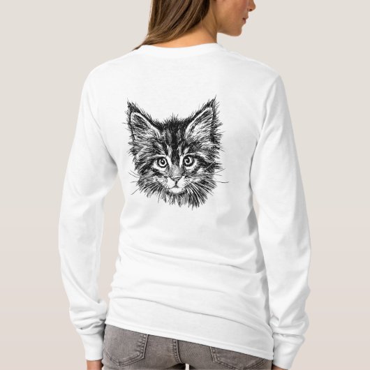 Zwart-wit kitten gezicht t-shirt (Achterkant)