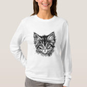 Zwart-wit kitten gezicht t-shirt (Voorkant)
