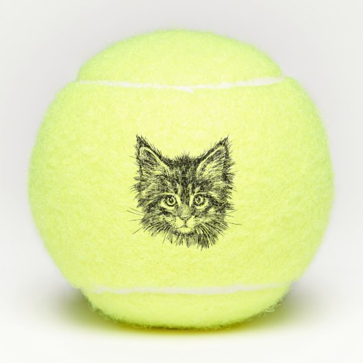 Zwart-wit kitten gezicht tennisballen (Voorkant)