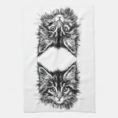 Zwart-wit kitten gezicht theedoek (Verticaal)