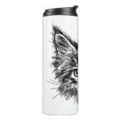 Zwart-wit kitten gezicht thermosbeker (Gedraaid links)