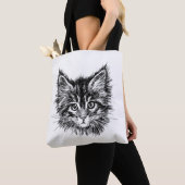Zwart-wit kitten gezicht tote bag (Dichtbij)