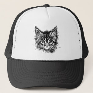 Zwart-wit kitten gezicht trucker pet