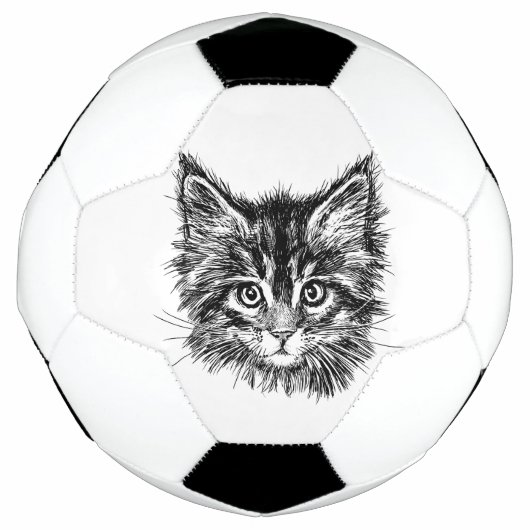 Zwart-wit kitten gezicht voetbal (Voorkant)