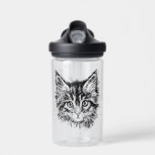 Zwart-wit kitten gezicht waterfles (Voorkant)